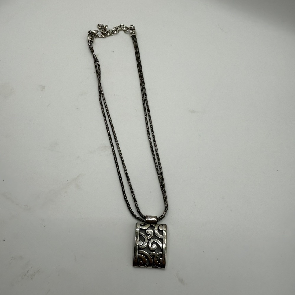 BRIGHTON Brighton Deco Lace Double Chain Silver Plated Necklace 17" C1133